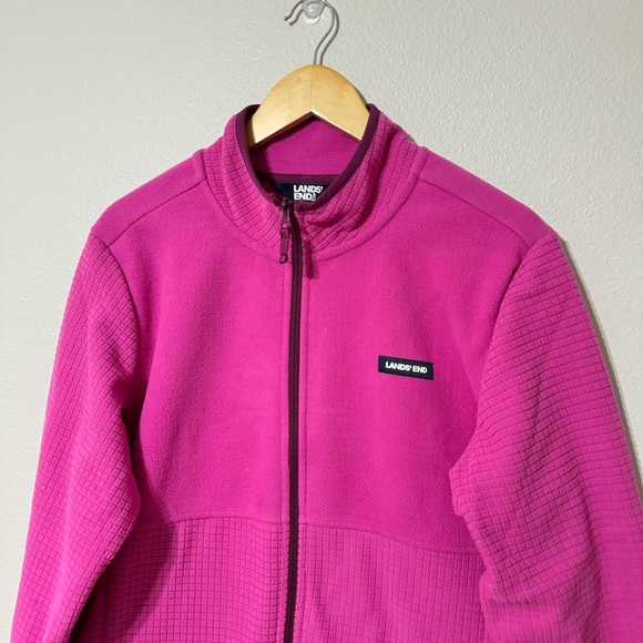 Land’s End Grid Fleece Fuchsia Zippered Jacket—XXL - Picture 3 of 11